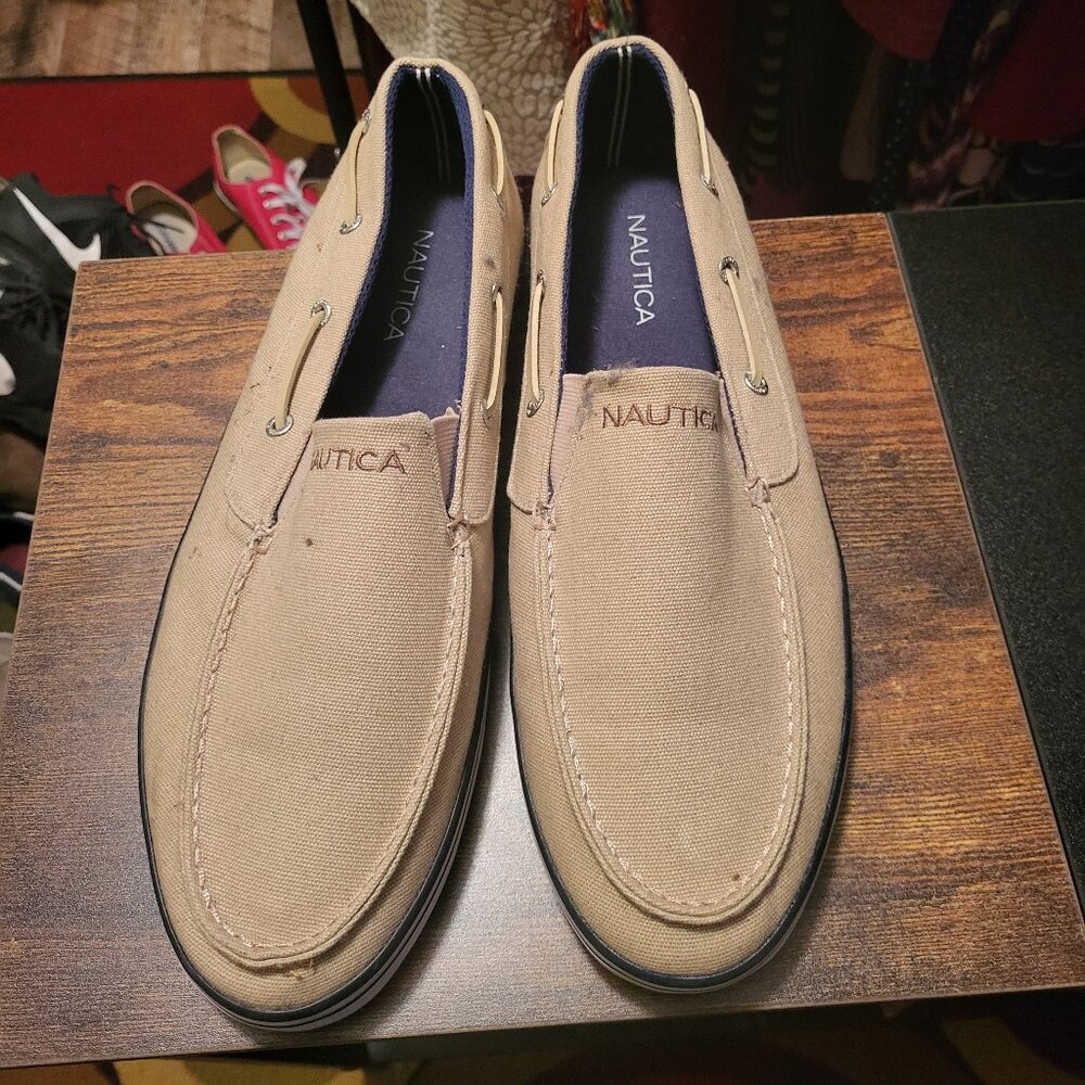 Nautica men's size 13 deck boat slip on linen casual shoes